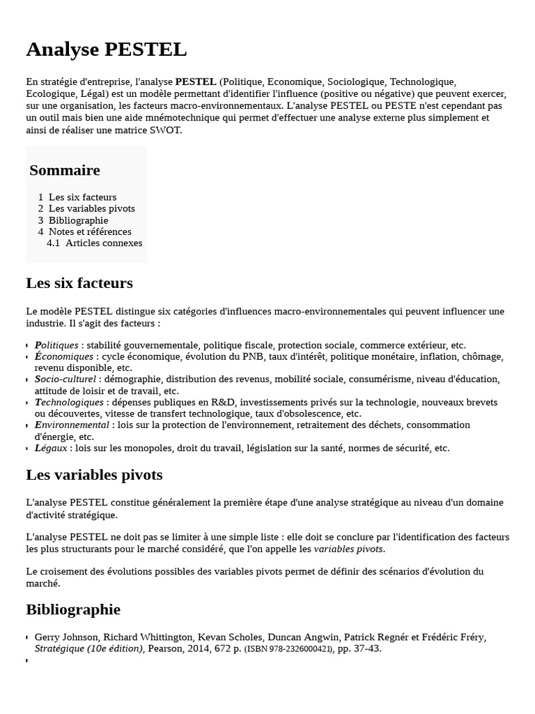 Analyse PESTEL en Stratégie d'Entreprise | PDF | Économie | Économie