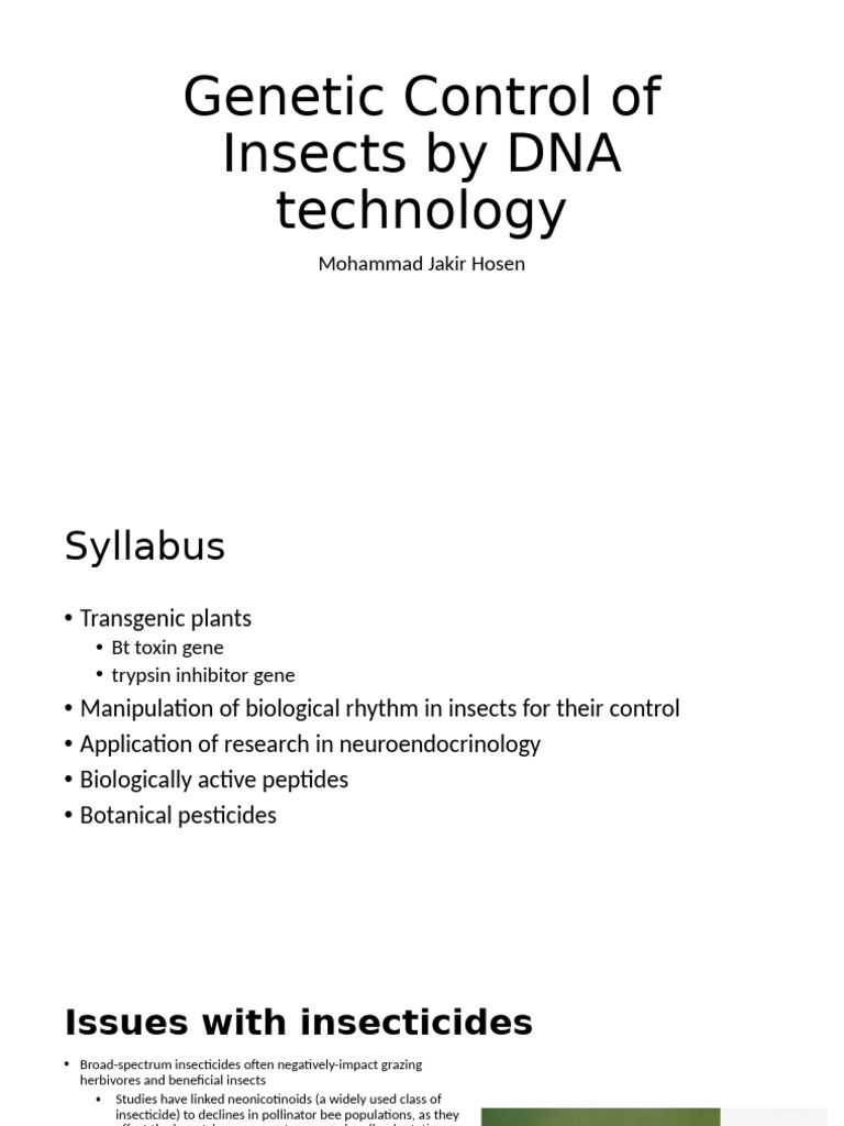 Genetic Control of Insects by DNA Technology | PDF | Insecticide ...