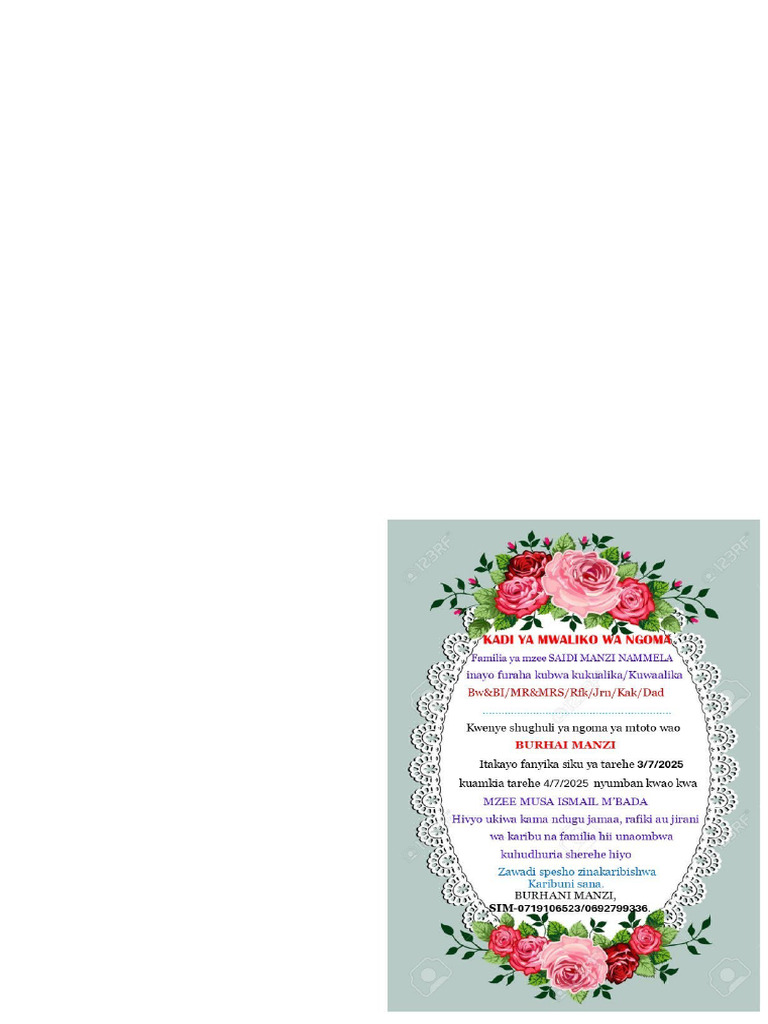 Kadi Ya Mwaliko Wa Ngoma Pdf