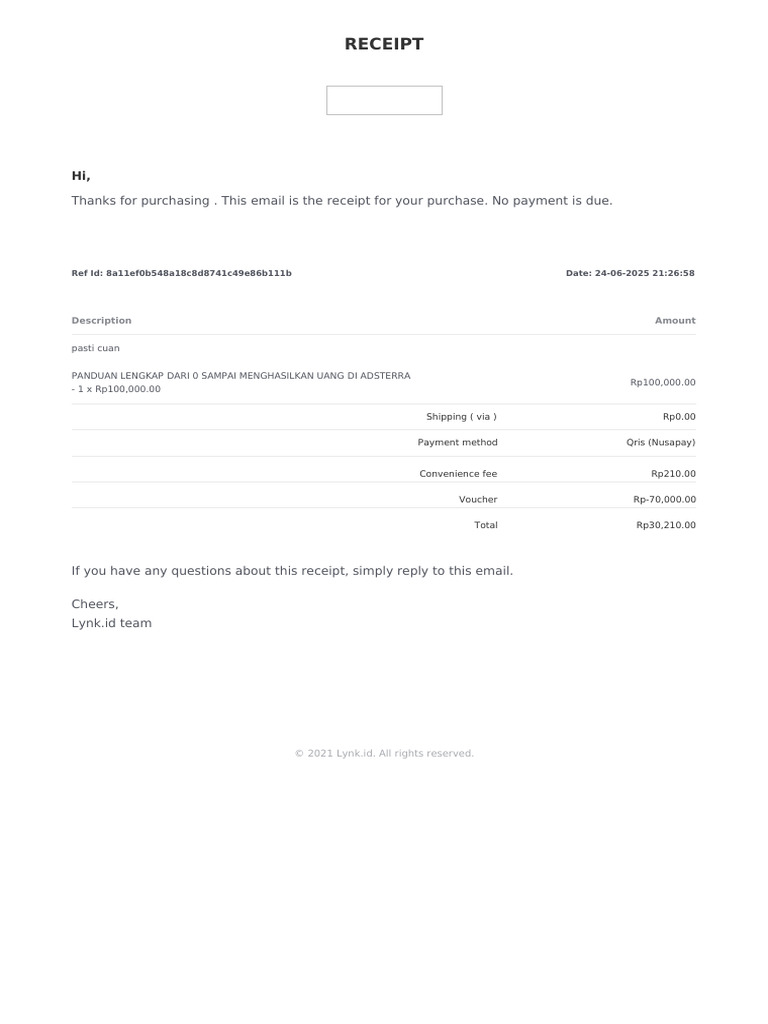 Purchase Receipt for PANDUAN LENGKAP | PDF