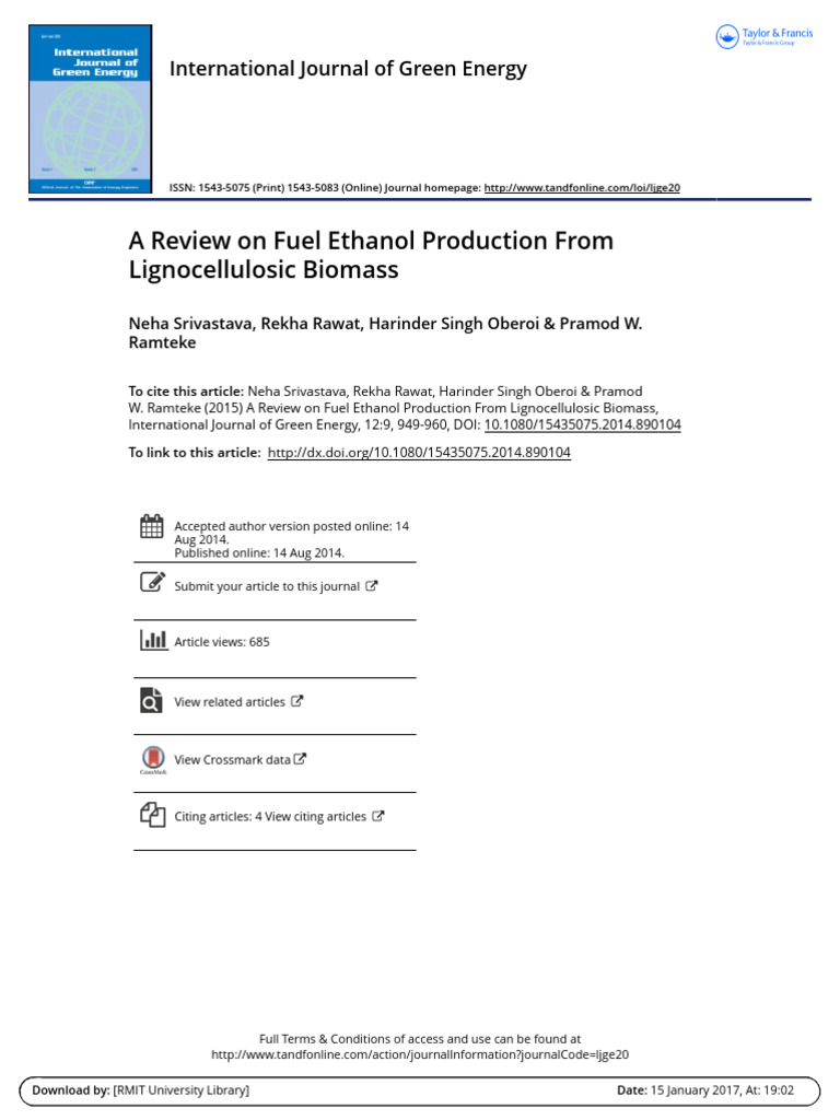 Fuel Ethanol Produ. Biomass 2015 | PDF | Biofuel | Lignin