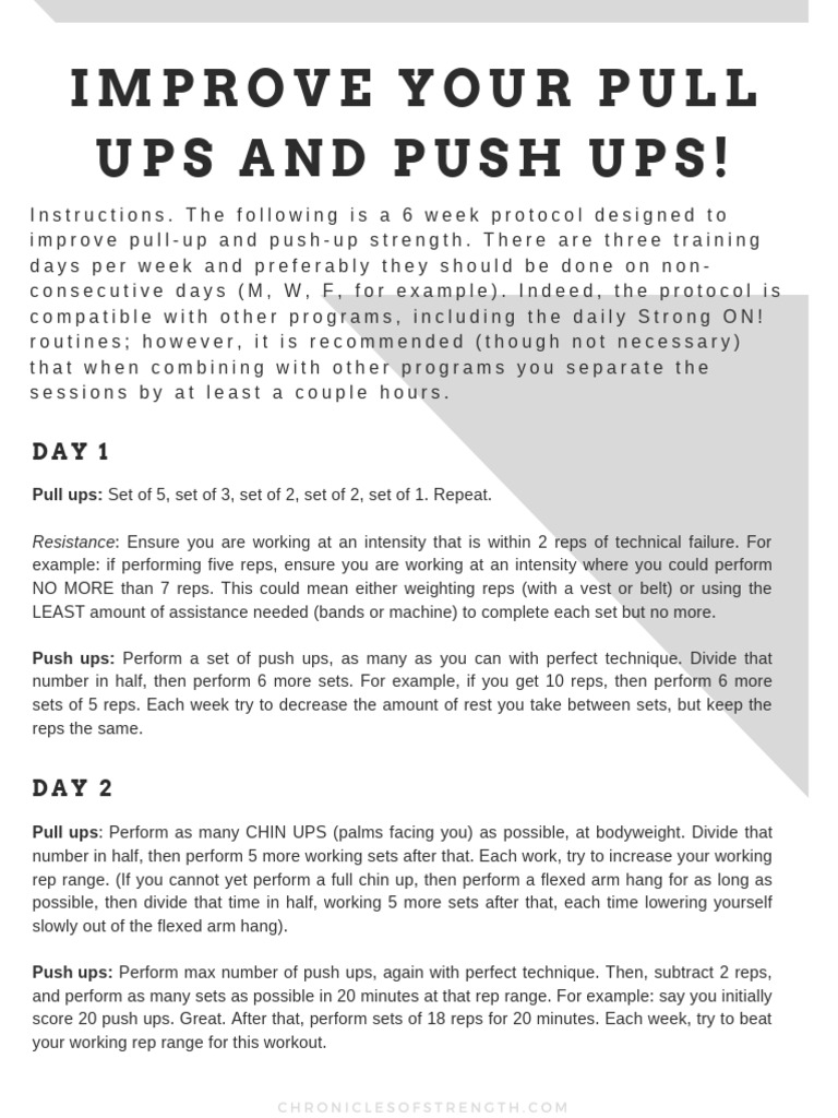 Improve Your Push Ups and Pull Ups | PDF | Strength Training | Physical ...