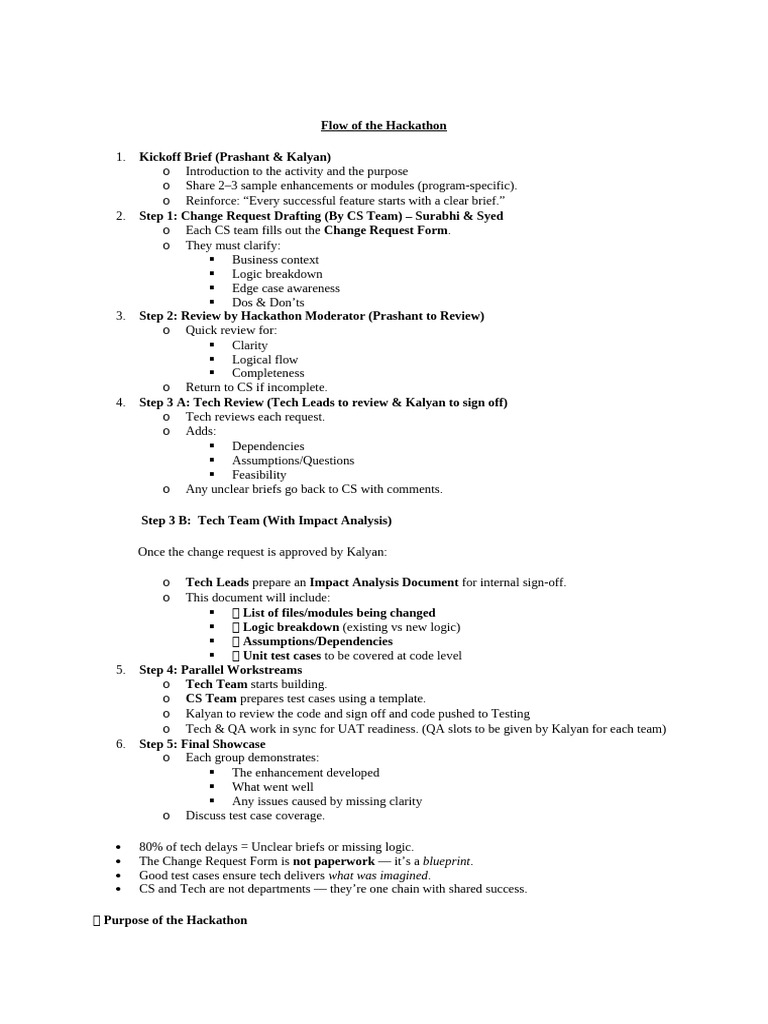 Hackathon Workflow and Objectives | PDF