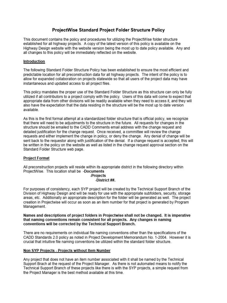 Standard Project Folder Structure Policy | PDF | National Environmental ...