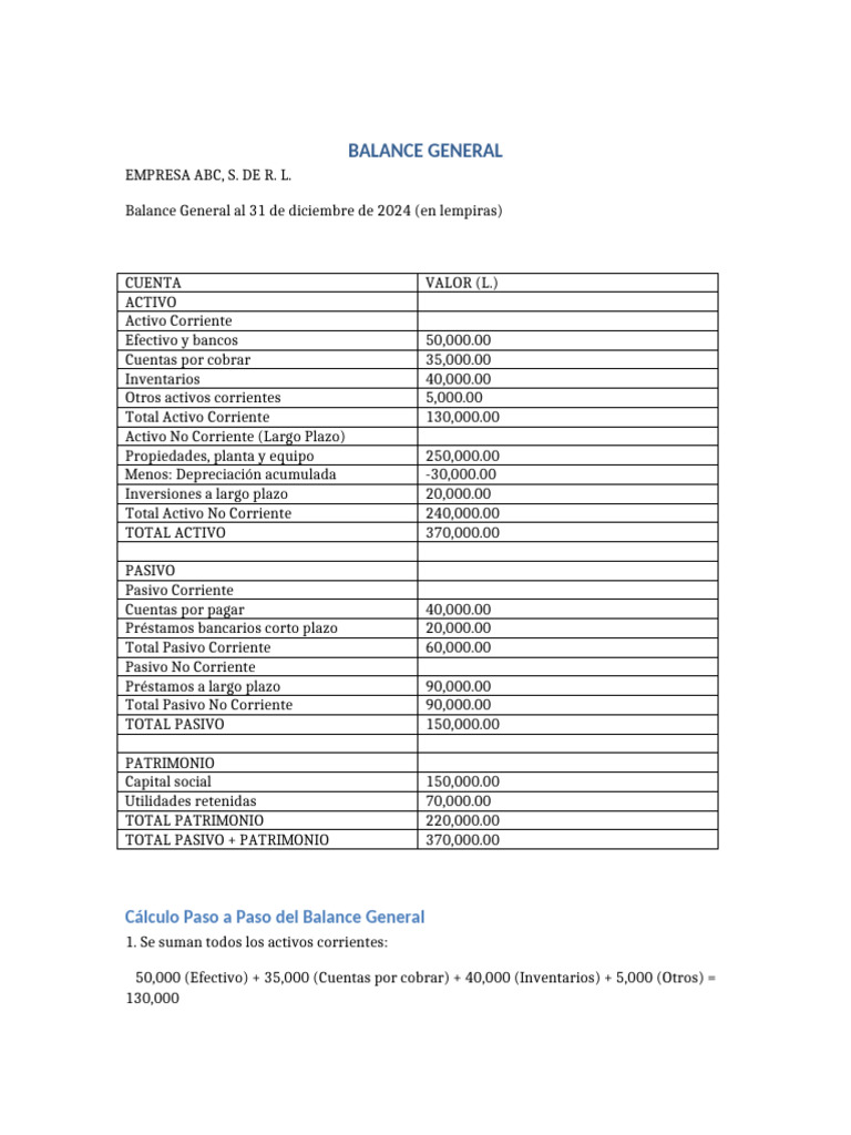 Balance General Empresa ABC 2024 | PDF