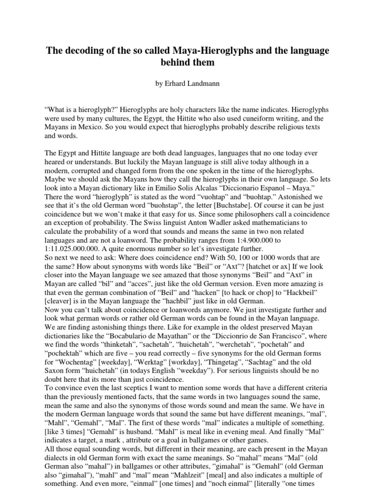The Decoding of The So Called Maya Hieroglyphs | PDF | Maya ...