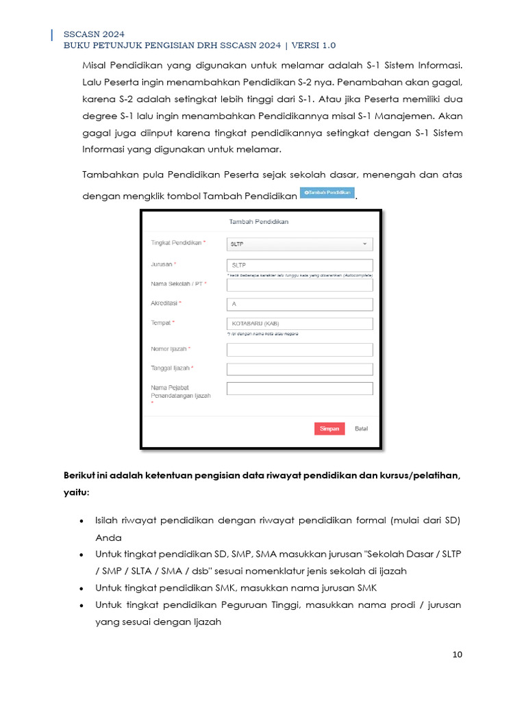 Panduan Pengisian DRH SSCASN 2024 | PDF