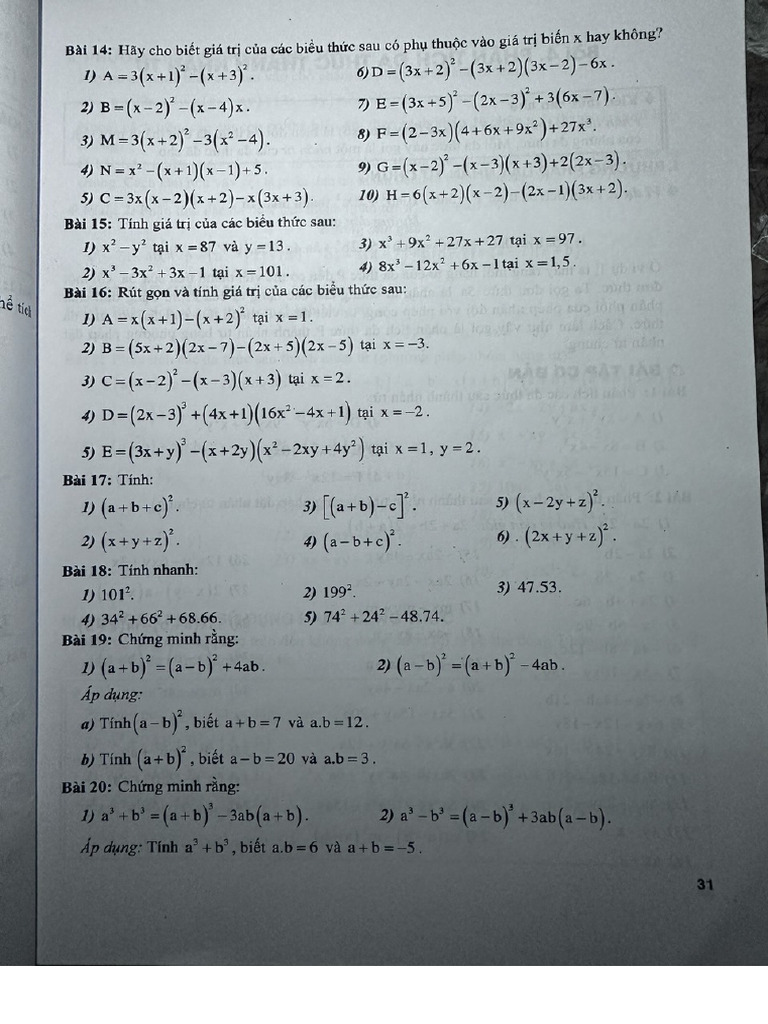 Bai Tap Toan Lop 8 | PDF