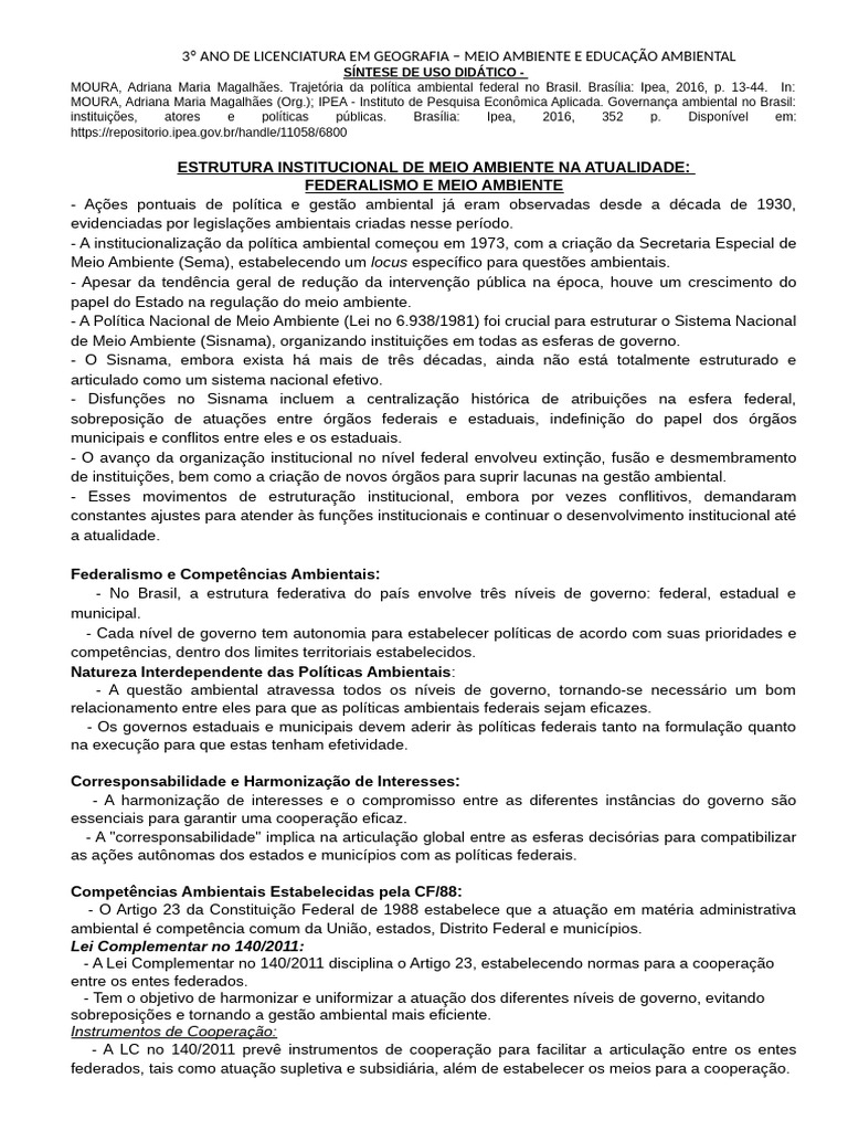 Estrutura e Desafios da Política Ambiental Brasil | PDF | Governança ...