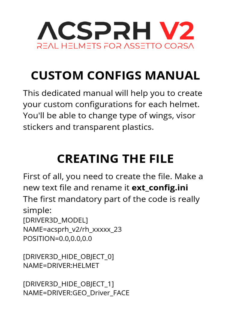 Custom Configs for ACSPRH V2 Helmets | PDF