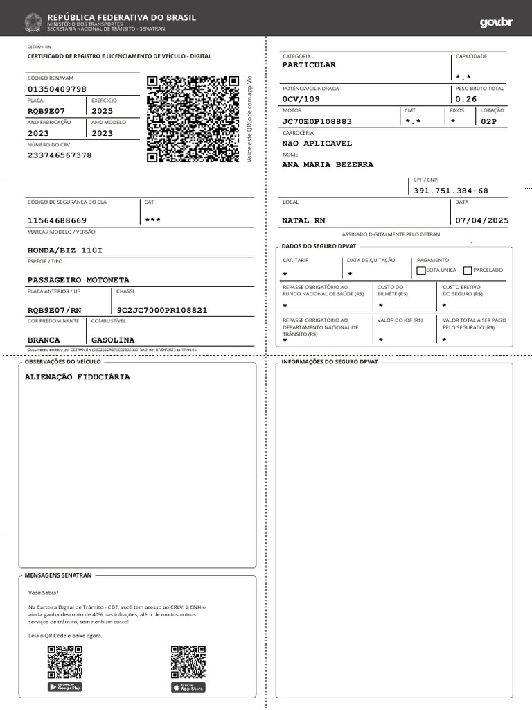 Documento Da Moto 2025 | PDF | Transporte | Transporte terrestre