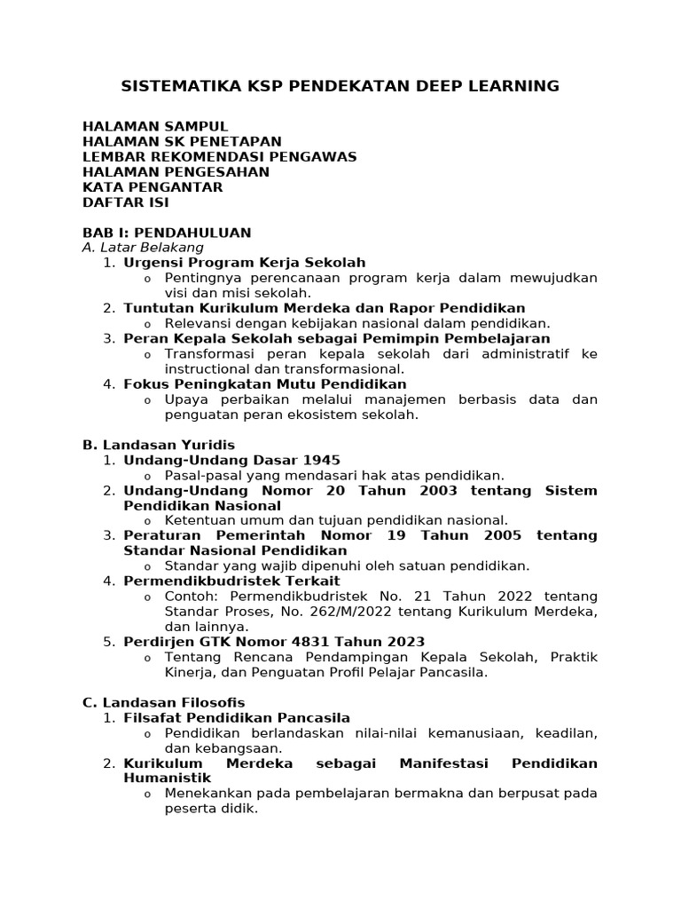 Sistematika KSP Deep Learning 2025 | PDF