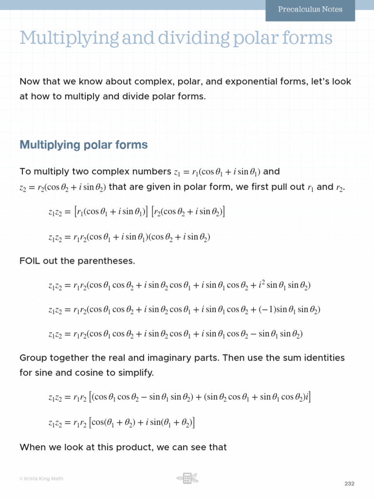 Polar Multiplication and Division Guide | PDF | Algebra | Euclidean ...