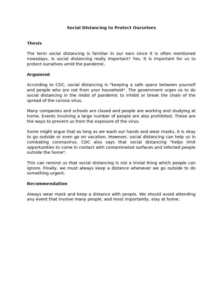 Social Distancing To Protect Ourselves | PDF