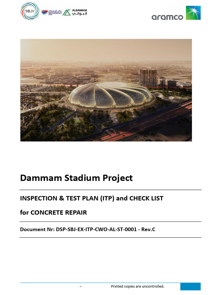 Dammam Stadium Concrete Repair ITP | PDF