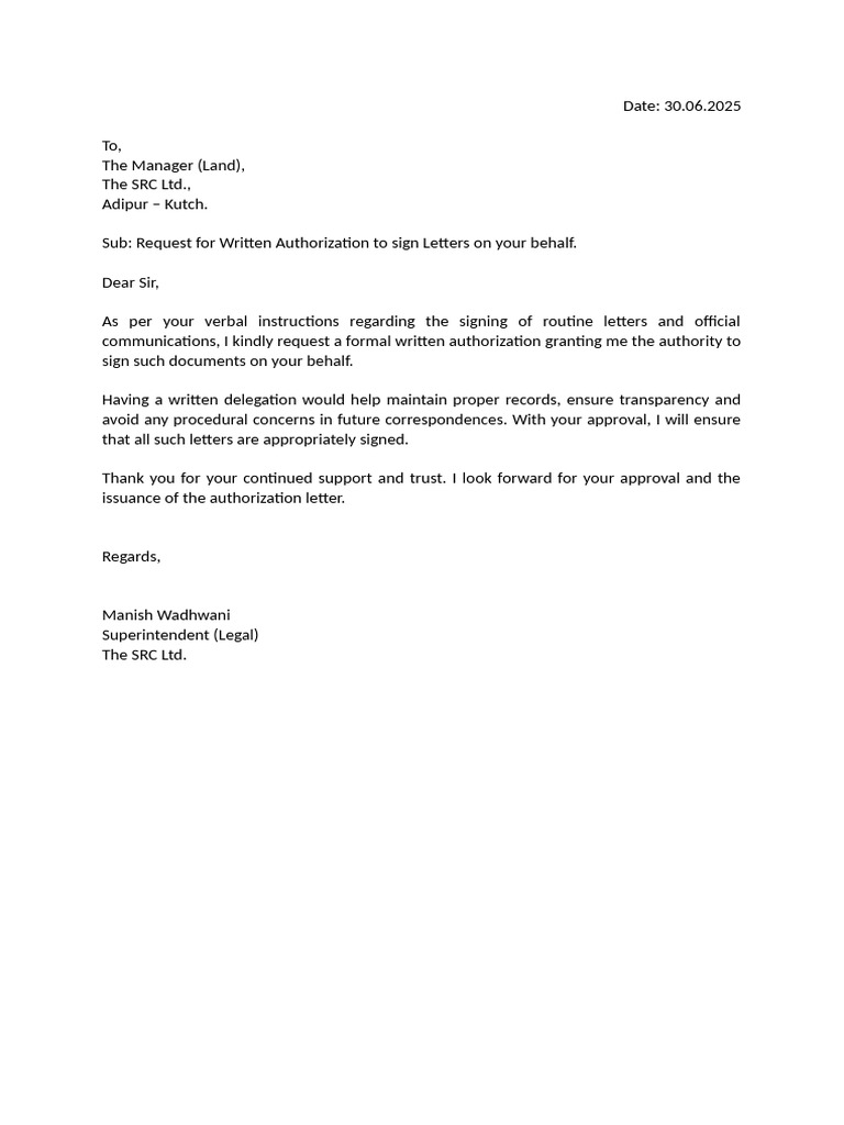 Authorization Request for Document Signing | PDF