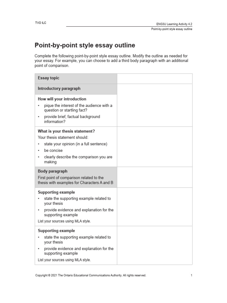 Point-by-Point Essay Outline Guide | PDF | Essays