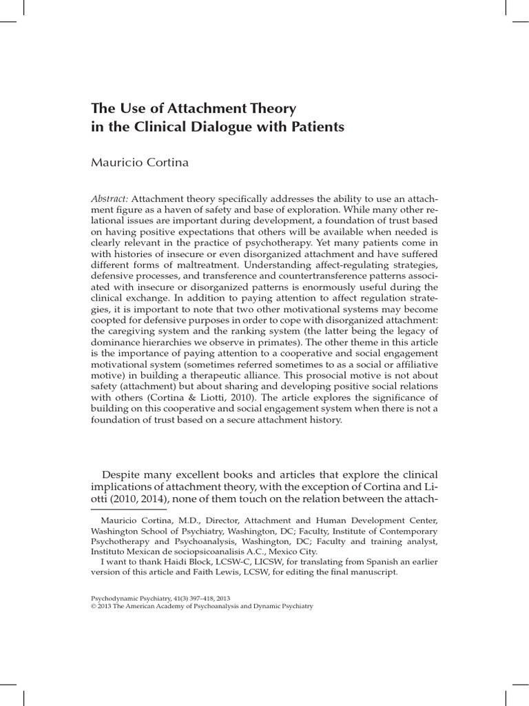 Clinical Use of Attachment Theory.2013.41.3.397-1 | PDF | Attachment ...