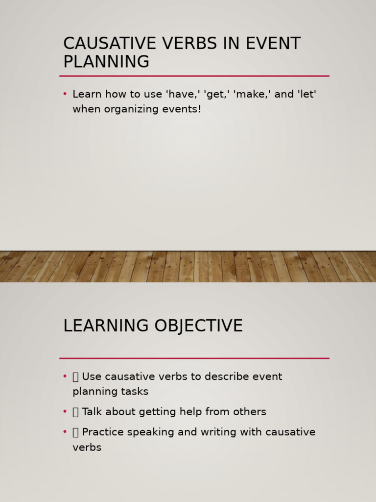 Causative Verbs Event Planning | PDF