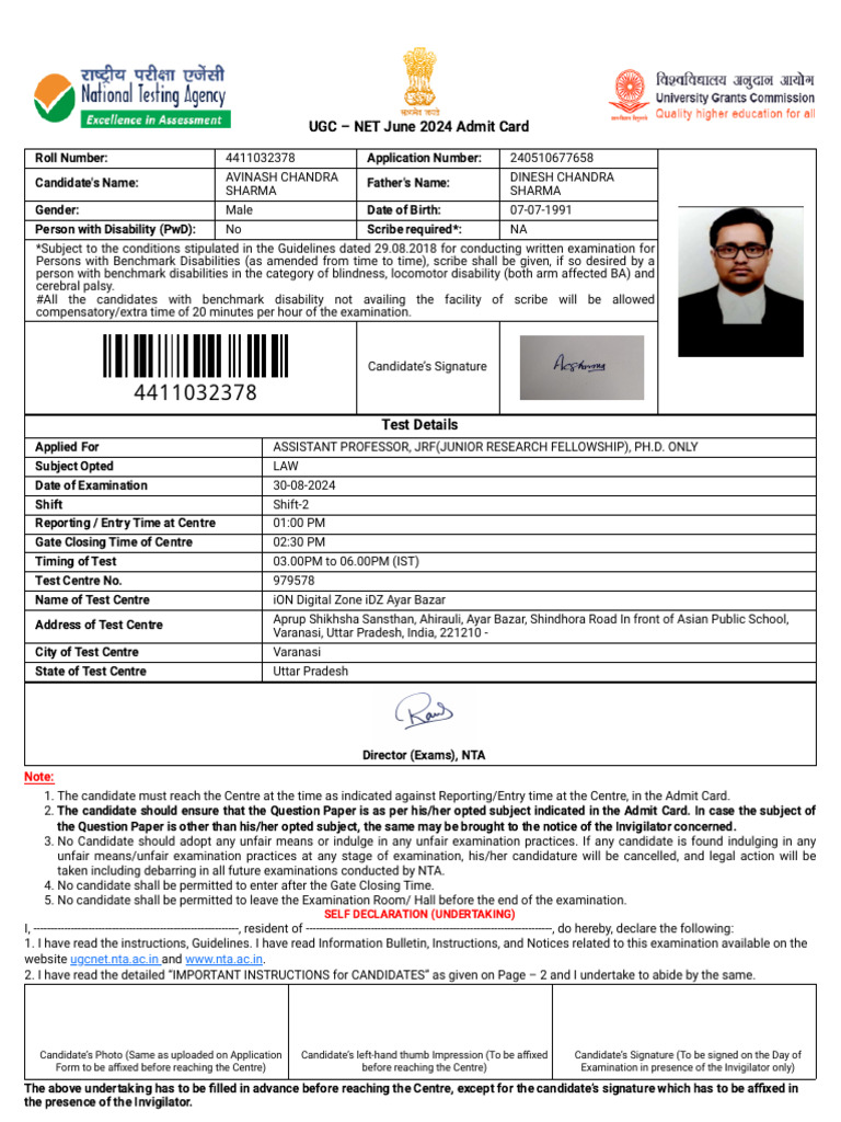 University Grants Commission (UGC) - NET - India | PDF | Identity Document