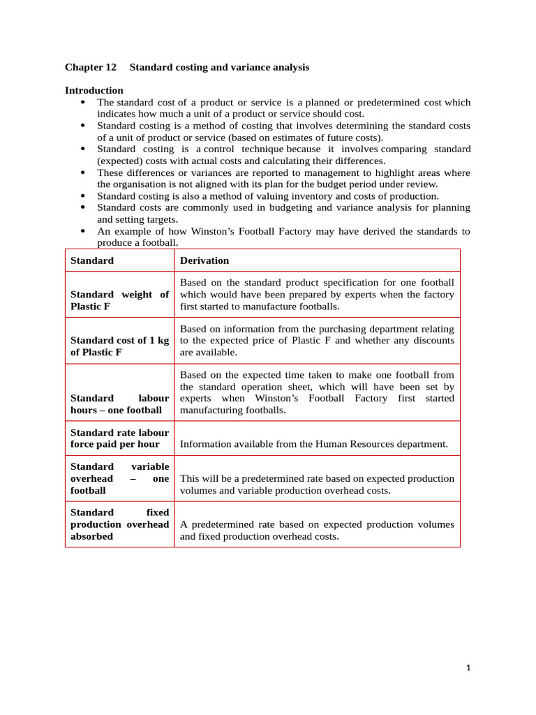 Chapter 12 Standard Costing and Variance Analysis (S) | PDF | Cost ...