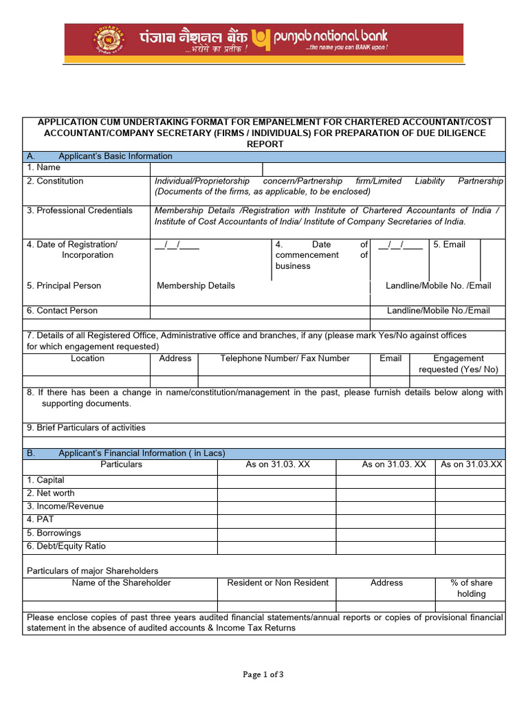 Form For Empanelment | PDF | Accountant | Audit