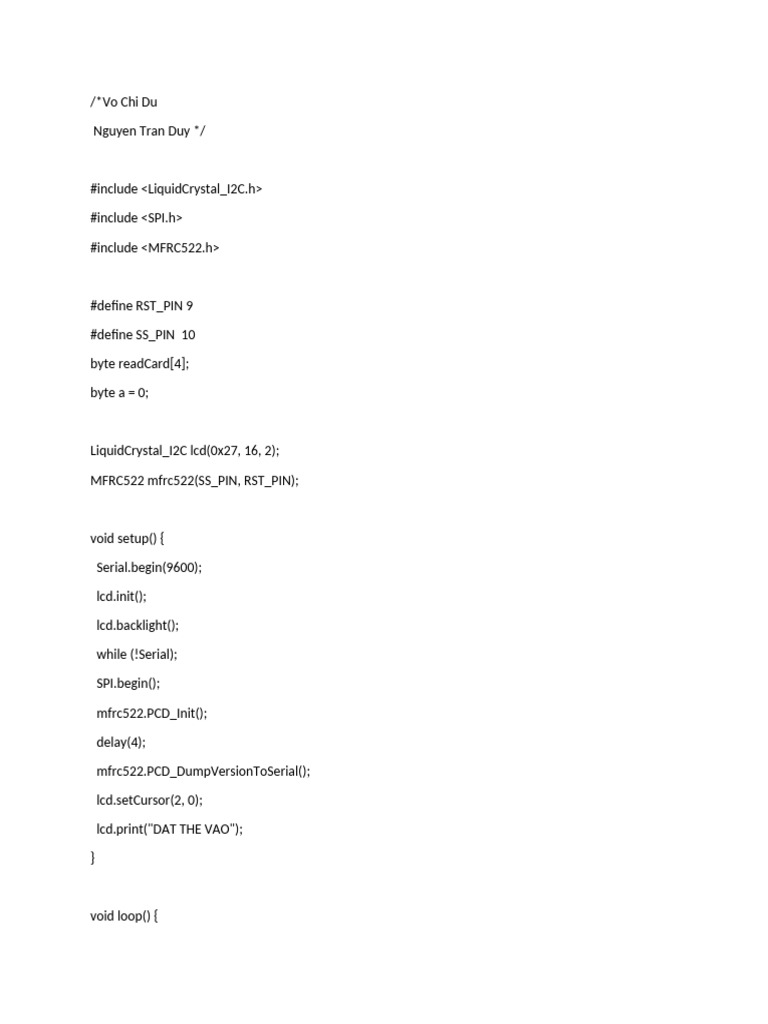 MFRC522 Card Scanning Example | PDF