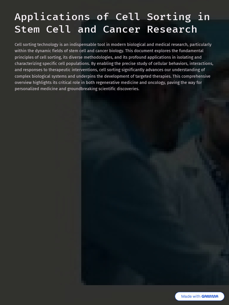 Applications of Cell Sorting in Stem Cell and Cancer Research | PDF ...