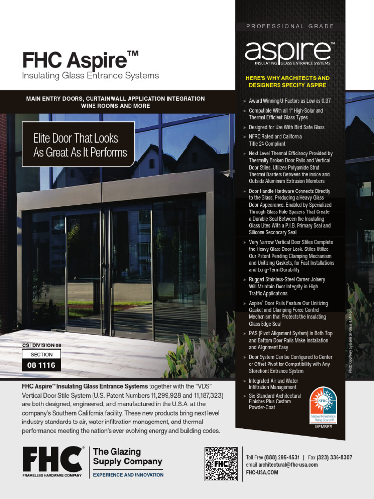 FHC Aspire™ Insulating Glass Doors | PDF | Door | Building Engineering