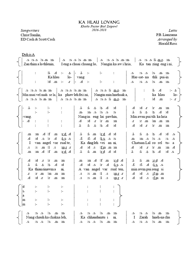 Ka Hlau Lovang Lyrics | PDF