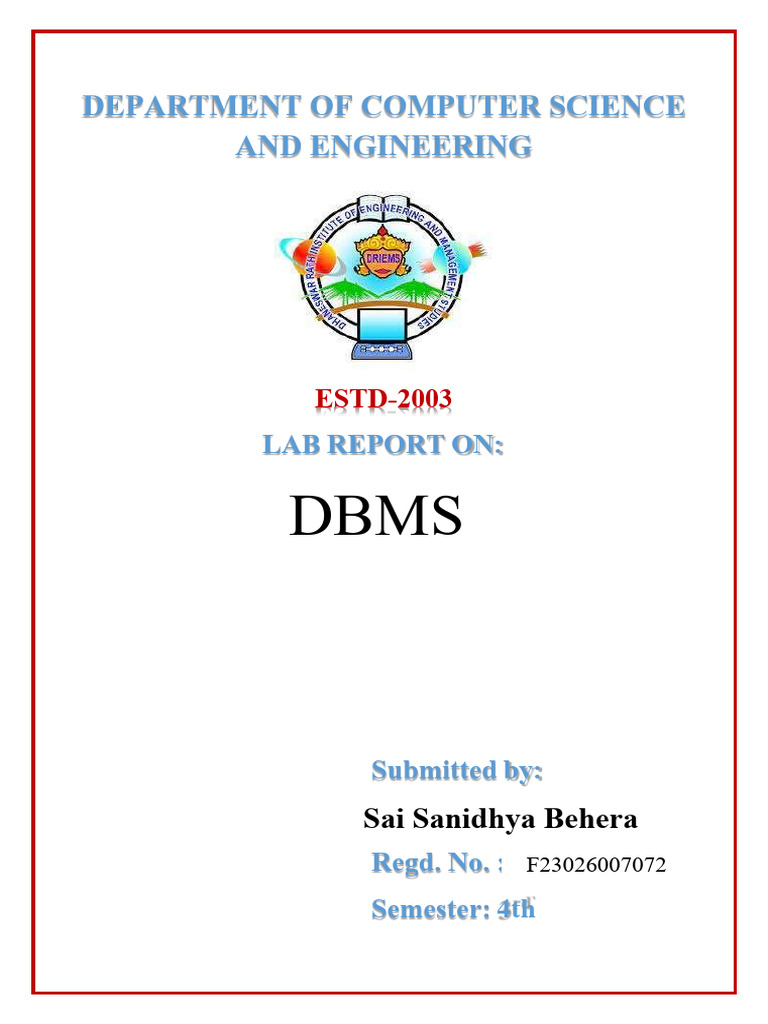DBMS Lab Report: Schema Saisai | PDF