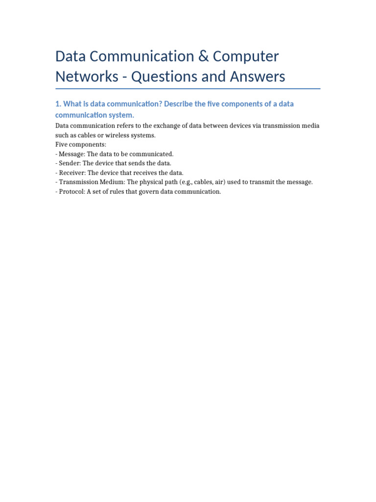 Data Communication Q&A Guide | PDF