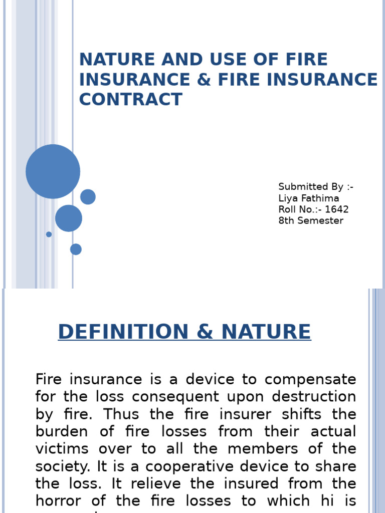 Fire Insurance: Nature, Functions, and Contracts | PDF | Insurance ...