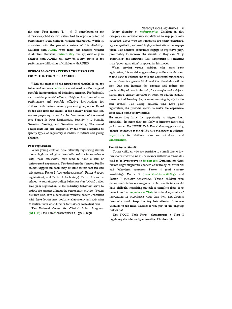 Sensory Processing in Young Children | PDF | Attention Deficit ...