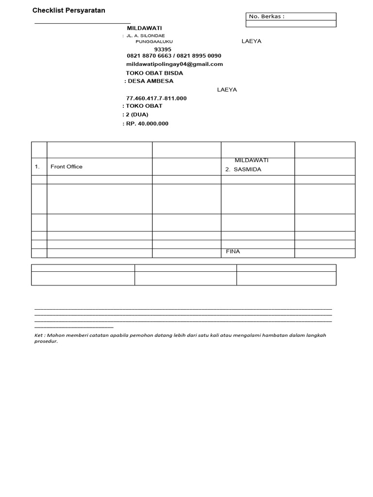 05 - From Izin Toko Obat Oss Rba-1 | PDF