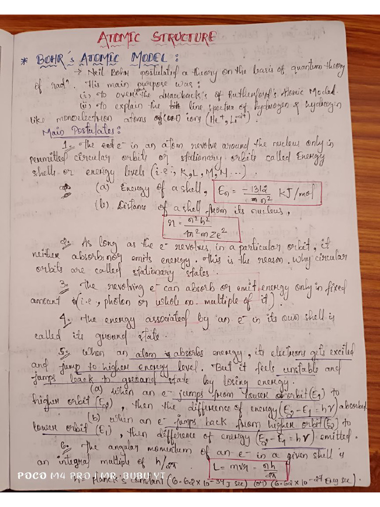Unit-1 Atomic Structure Notes | PDF