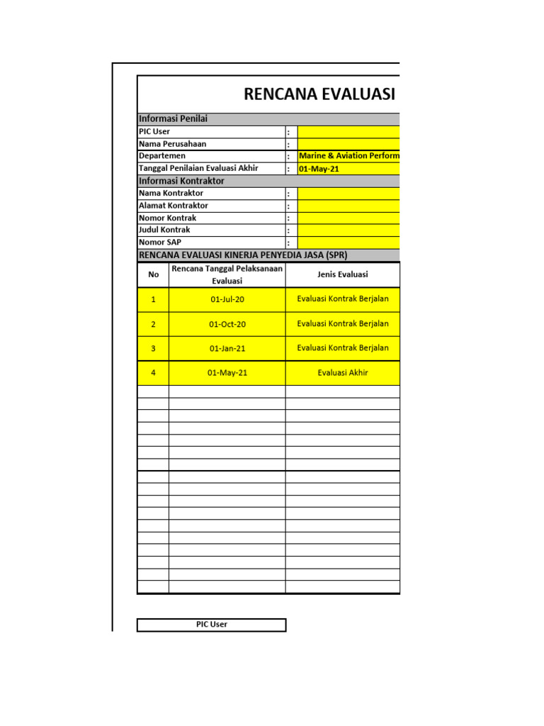 Lampiran Form Plan Kinerja Dan Form Evaluasi Kinerja (SPR) - FINAL1 | PDF