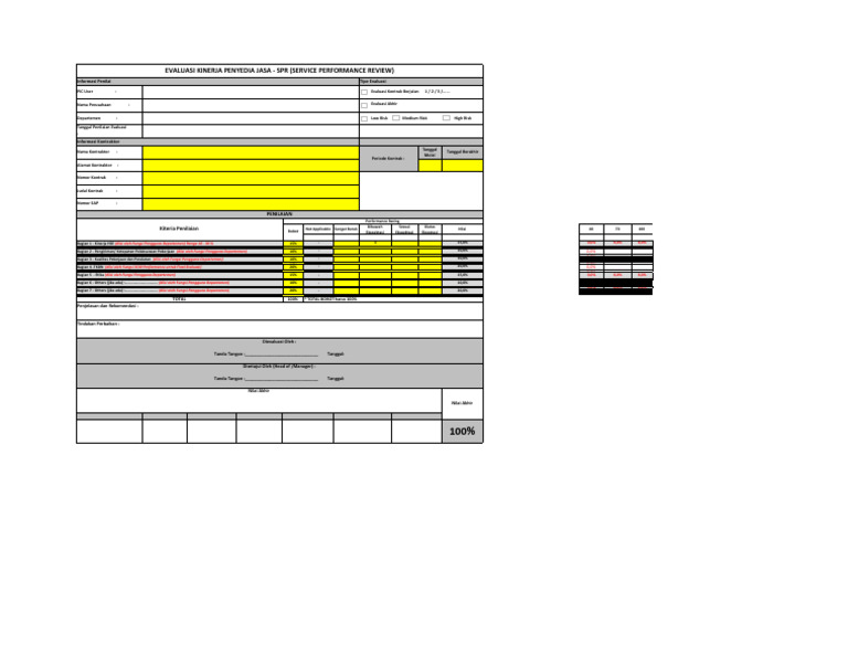 Lampiran Form Plan Kinerja Dan Form Evaluasi Kinerja (SPR) - FINAL | PDF