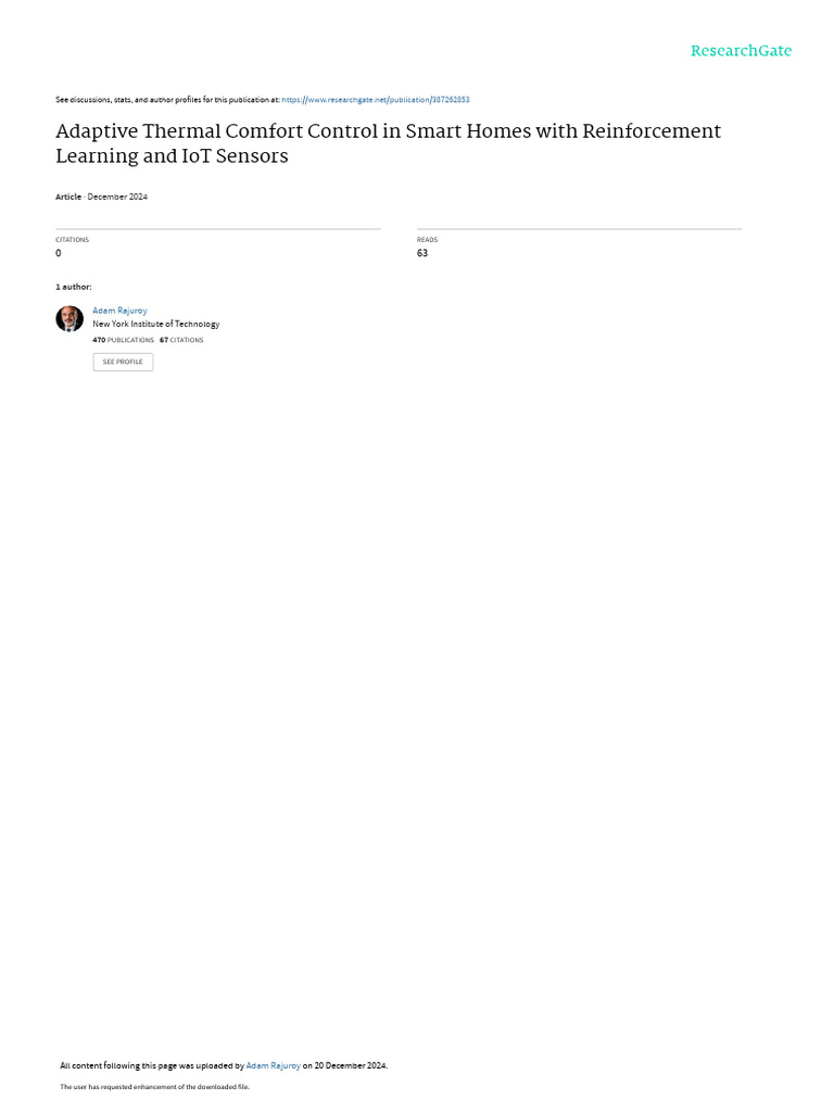Adaptive Comfort Control with IoT Sensors | PDF | Internet Of Things ...