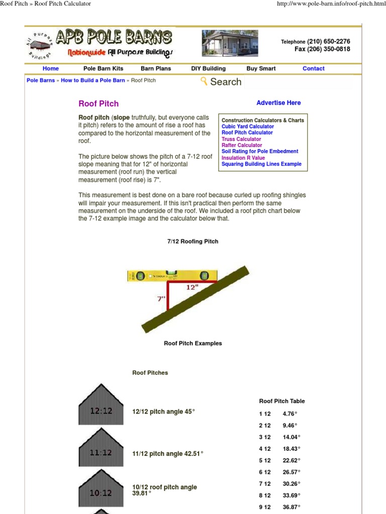 Roof Pitch Roof Pitch Calculator | PDF | Roof | Barn
