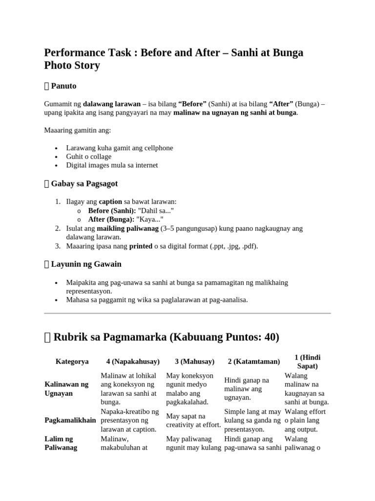Performance Task | PDF
