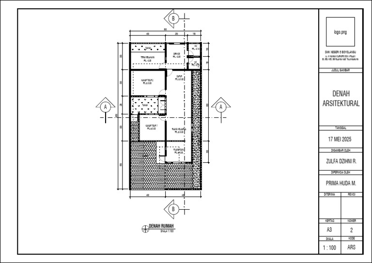 Denah Arsitektural Rumah SMK 3 Boyolangu | PDF