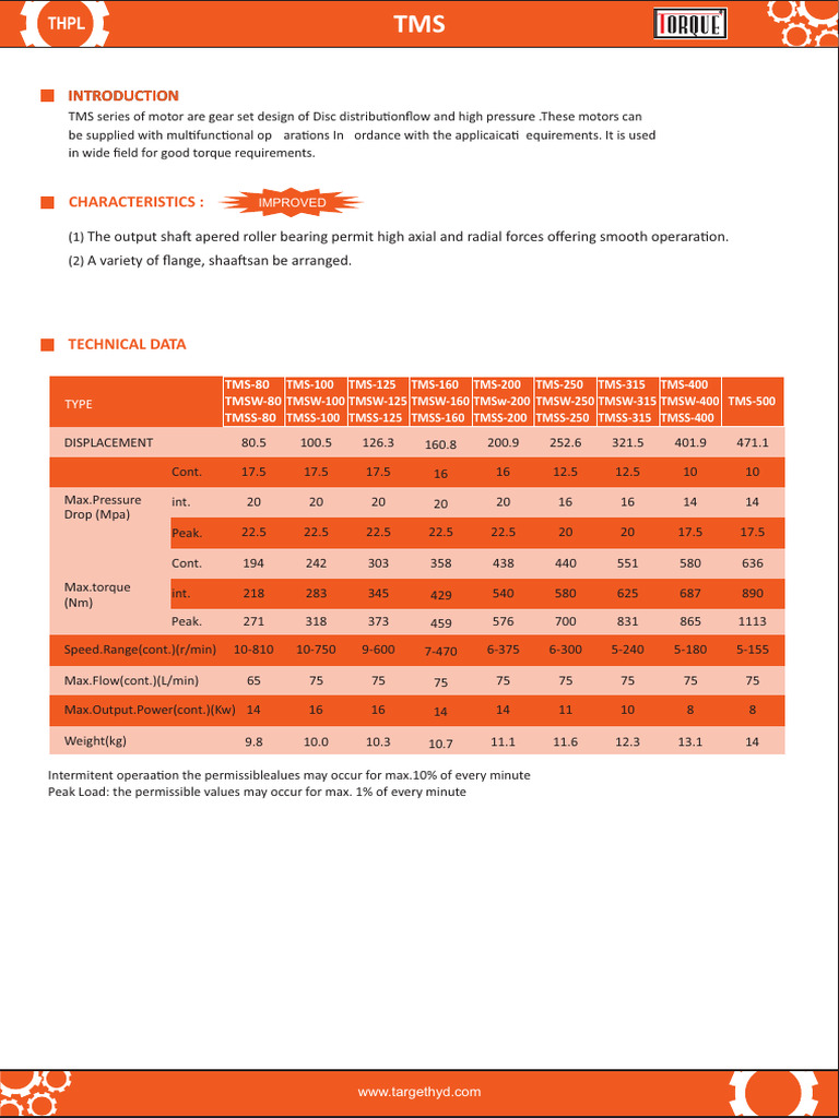 TMS Series Motor Specifications Guide | PDF | Manufactured Goods ...