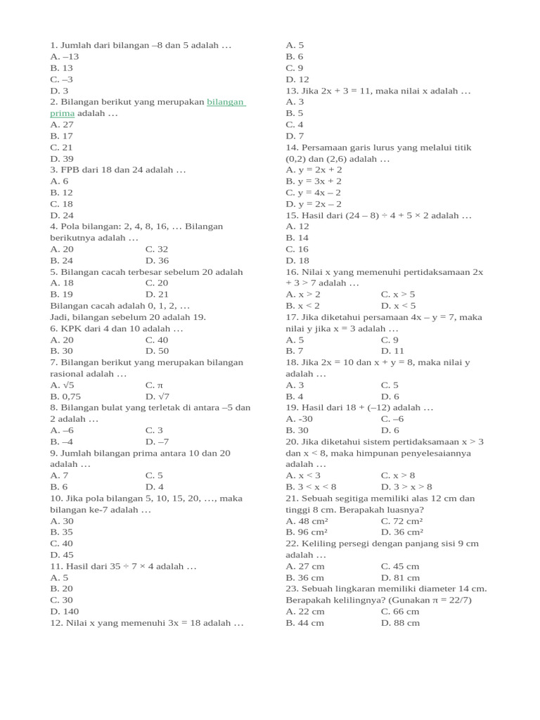 Bilangan Cacah Terbesar Sebelum 20 | PDF