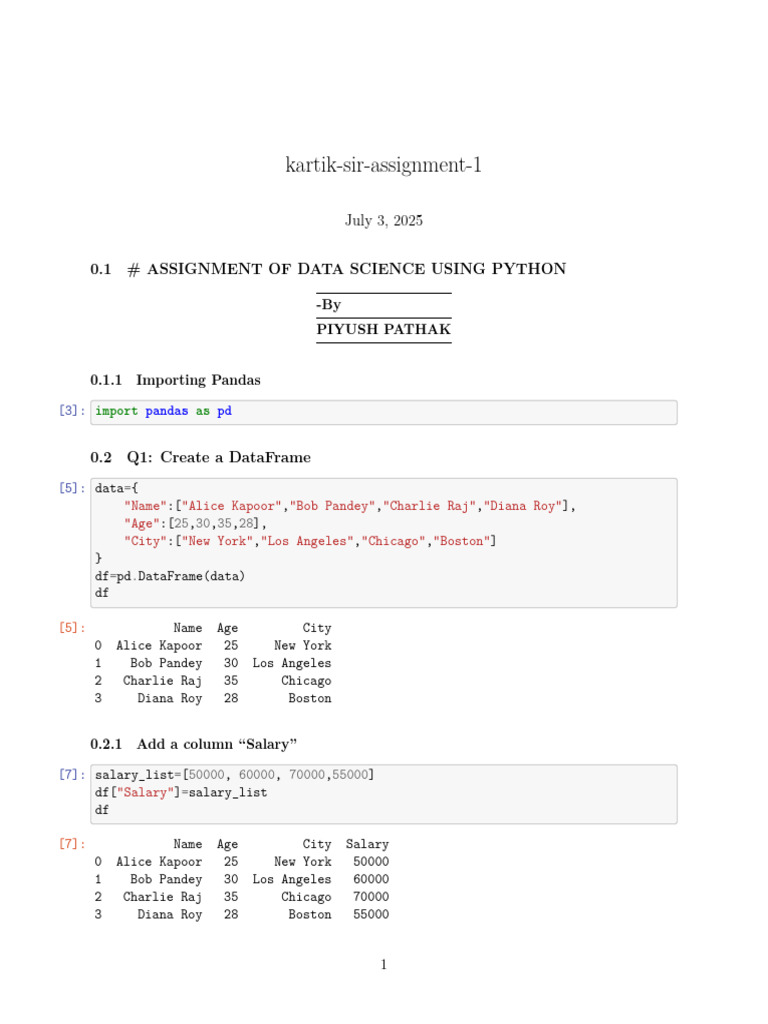 Data Science Assignment: Python Pandas | PDF | Computer Programming