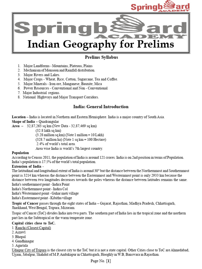 Indian Geography Overview for Prelims | PDF | Himalayas | Jet Stream