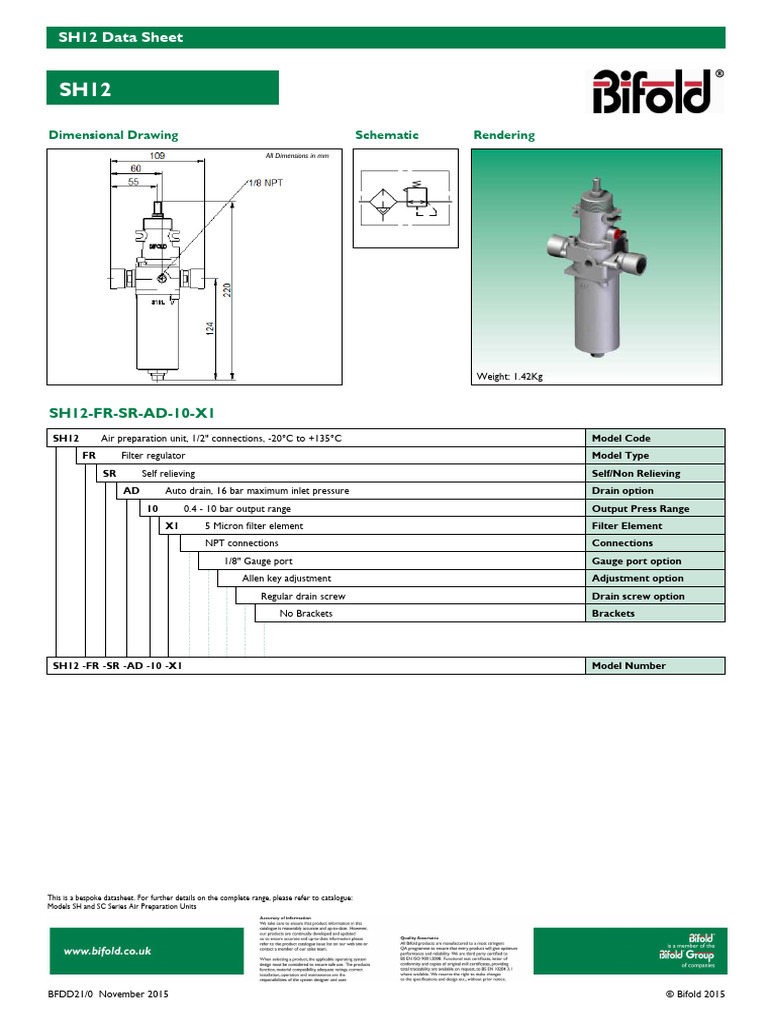 SH12 Air Preparation Unit Data Sheet | PDF