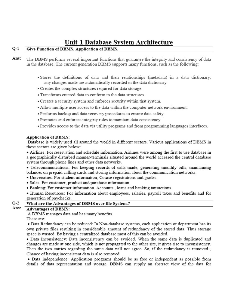 Functions and Applications of DBMS | PDF | Database Index | Databases