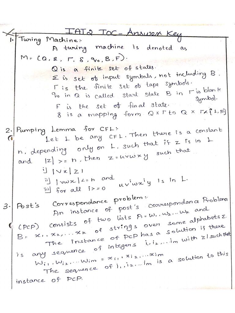 TOC Answer Key | PDF