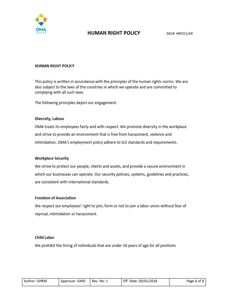 Human Right Policy | PDF